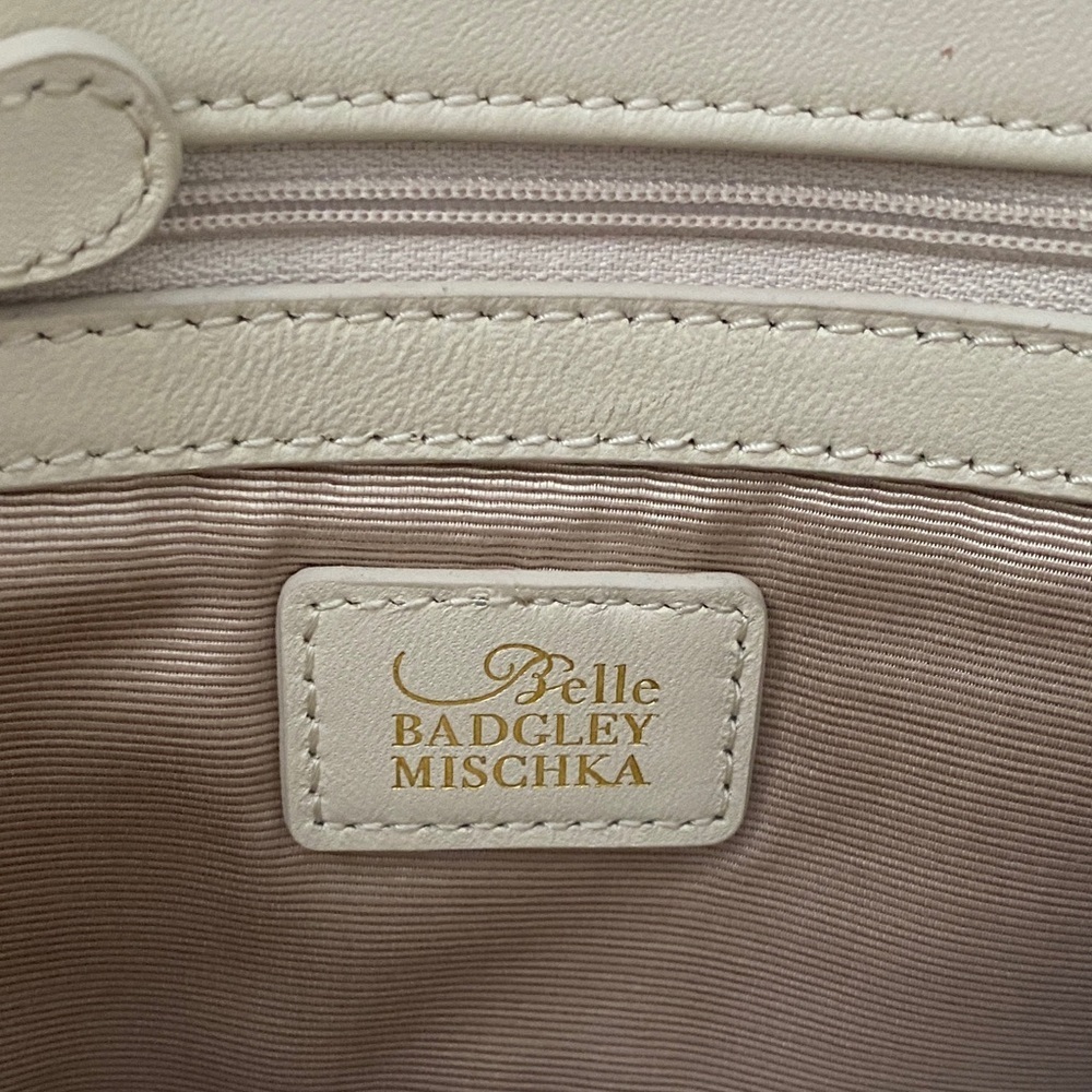 Badgley Mischka Cream and Black Crossbody Bag with Gold Chain - Picture 6 of 8